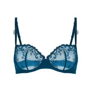 NWT SIMONE PERELE Delice Demi Bra Prestige Blue Sheer Lace